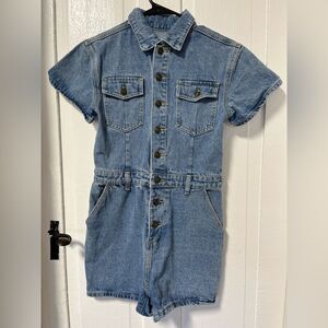 Lioness U know What Denim Jean button down romper size small